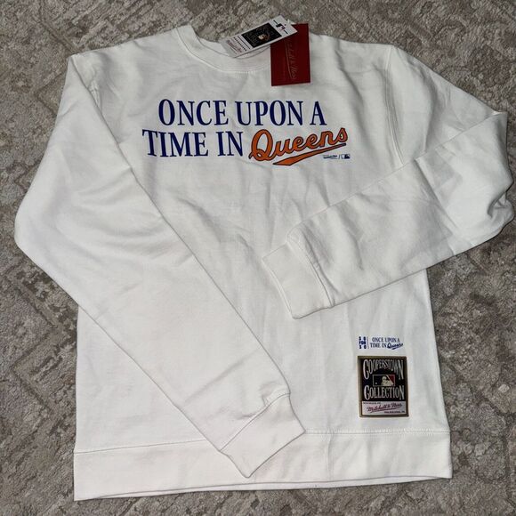 Mitchell & Ness‎ New York Mets Fleece Town Crewneck Mens White NWT - Picture 1 of 3